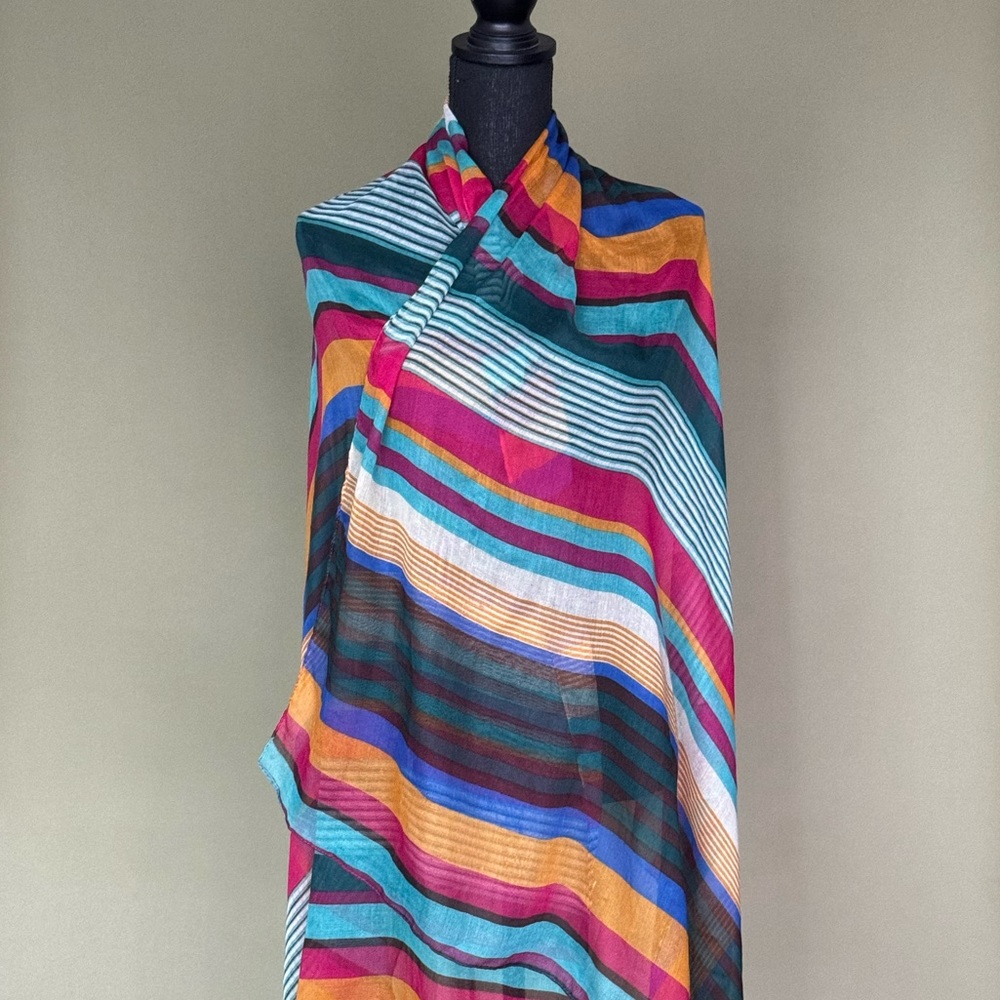 Multi colored striped scarf